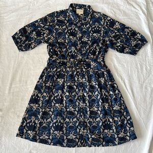 Sézane Patterned Button Up Dress Sz 36